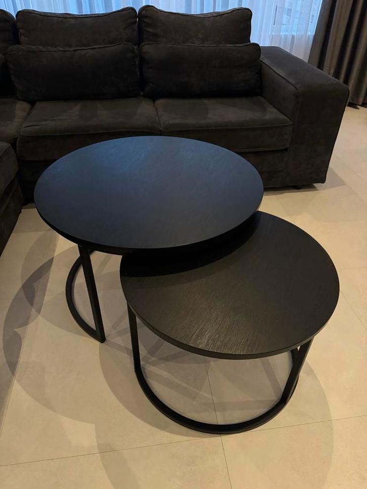 Set van 2 moderne salontafels – zwart, Huis en Inrichting, Tafels | Salontafels, Zo goed als nieuw, Minder dan 50 cm, 50 tot 100 cm