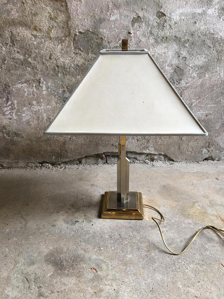 Skyscraper lamp ontwerp Willy Rizzo , Hollywood Chic, Huis en Inrichting, Lampen | Tafellampen, Gebruikt, 50 tot 75 cm, Metaal