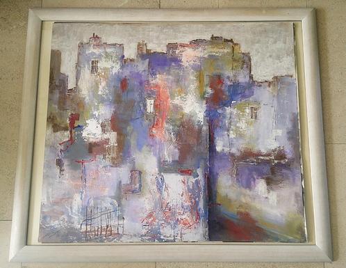 Zuid-Franse stad '93 - Jelle Hoogstra 1924-2003, Antiek en Kunst, Kunst | Schilderijen | Klassiek, Ophalen of Verzenden