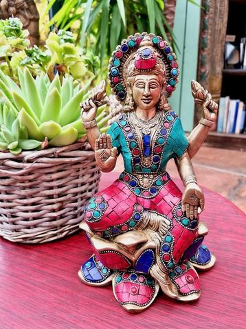 LAKSHMI BEELD BRONS STONEWORK ART 25 CM beschikbaar voor biedingen