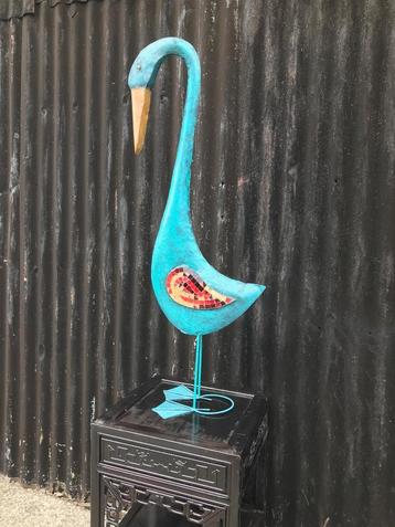 Blauwe metalen Gans met mozaïek vleugels uit bali indonesie  beschikbaar voor biedingen