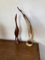 2 Vogels. Retro. Hout en Hoorn. Pr.P.St., Ophalen of Verzenden