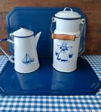 Emaillekoffie of theepot 21x12,5 en Melkkan 28,5 x12,5, Antiek en Kunst, Ophalen of Verzenden
