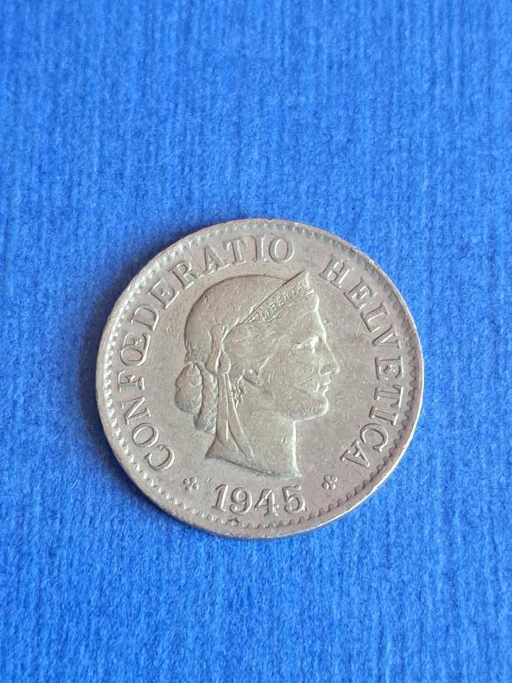 1945 Zwitserland 5 rappen, schaars, Postzegels en Munten, Munten | Europa | Niet-Euromunten, Losse munt, Overige landen, Verzenden