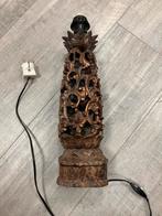 Balinese houten lampvoet met dikke fitting, Verzenden, Gebruikt