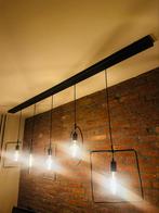 Lamp met 5 hanglampen, vierkant + rond dimbaar, Huis en Inrichting, Lampen | Hanglampen, Ophalen, Zo goed als nieuw, Minder dan 50 cm