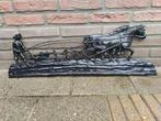 Gietijzeren Geveldecoratie - Ploegende Boer, Antiek en Kunst, Ophalen of Verzenden