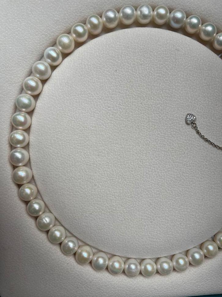 Natuurlijke parelketting, Sieraden, Tassen en Uiterlijk, Kettingen, Nieuw, Zilver, Wit, Ophalen of Verzenden