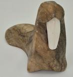 Inuit Walrus Soapsteen met witte quartz, Ophalen of Verzenden