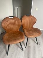 2x cognac eetkamerstoelen, Twee, Gebruikt, Stof, Ophalen