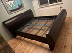 2 persoons luxe bed echt leer auping bodems 180 x 200, Ophalen, Overige materialen, Bruin, Tweepersoons