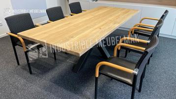 Industriele Eettafel Massief Eiken Boomstam Tafels Eikenhout - afbeelding 9