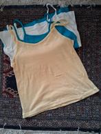 Blauw geel wit topje spaghettibandjes zware kwaliteit katoen, Blauw, Maat 42/44 (L), Ophalen of Verzenden, Zo goed als nieuw