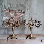 1x Koperen oude brocante kandelaar 5-arms hoog 31cm Etage3, Gebruikt, ., Ophalen of Verzenden, .
