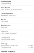 Guus Meeuwis golden circle kaarten AFAS, Twee personen, December