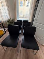 6 zwarte eetkamerstoelen, Huis en Inrichting, Stoelen, Ophalen, Gebruikt, Zwart, Leer
