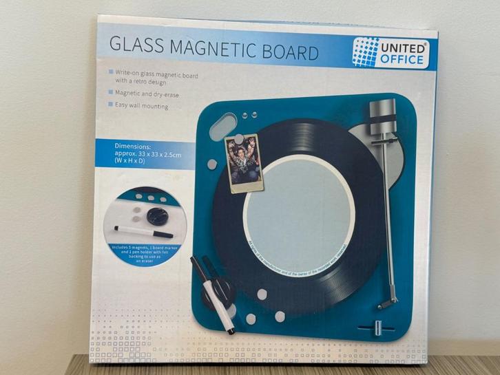 Magnetisch Bord Van Glas Met Platenspeler (Nieuw), Huis en Inrichting, Woonaccessoires | Memoborden, Nieuw, Overige typen, Ophalen of Verzenden