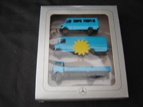 Mercedes-Benz set 207 - 508 - 808 blauw - Herpa H0 1:87, Hobby en Vrije tijd, Modelauto's | 1:87, Nieuw, Bus of Vrachtwagen, Herpa