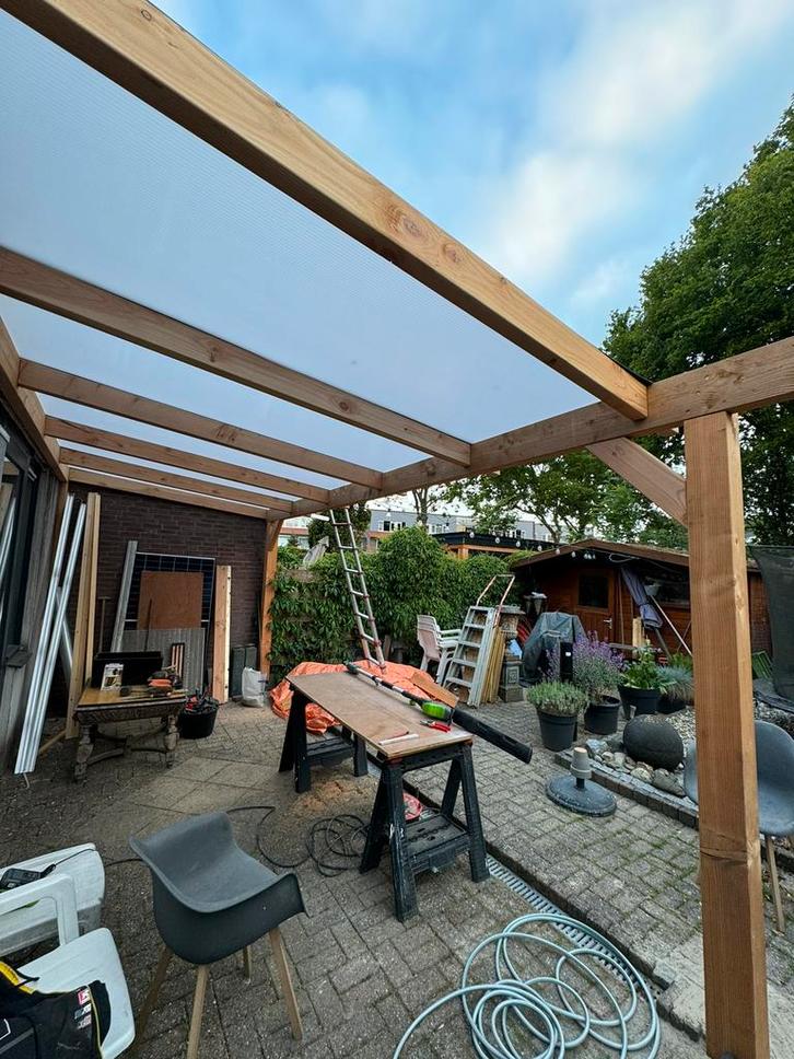 Overkapping op maat met polycarbonaat dak helder of opaal, Tuin en Terras, Overkappingen, Nieuw, Carport, Ophalen