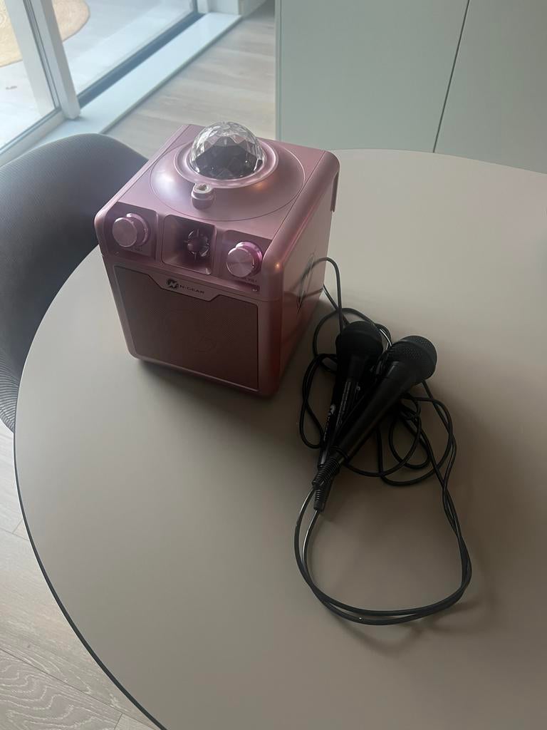 Roze Karaoke Set met 2 Microfoons & Discolamp, Ophalen of Verzenden, Nieuw, Complete set