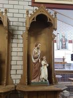 Antieke hoge houten kerkconsole  console voor heiligenbeeld, Ophalen