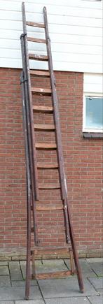 Ladder 3 delen hout Wienese, Doe-het-zelf en Verbouw, Ladders en Trappen, Ophalen of Verzenden, Gebruikt, 4 meter of meer