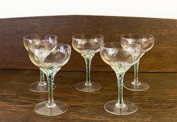 5 vintage kristallen slingerglazen beschikbaar voor biedingen