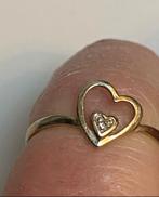 Geel gouden ring hart diamant 750, Verzenden, Goud, Ring