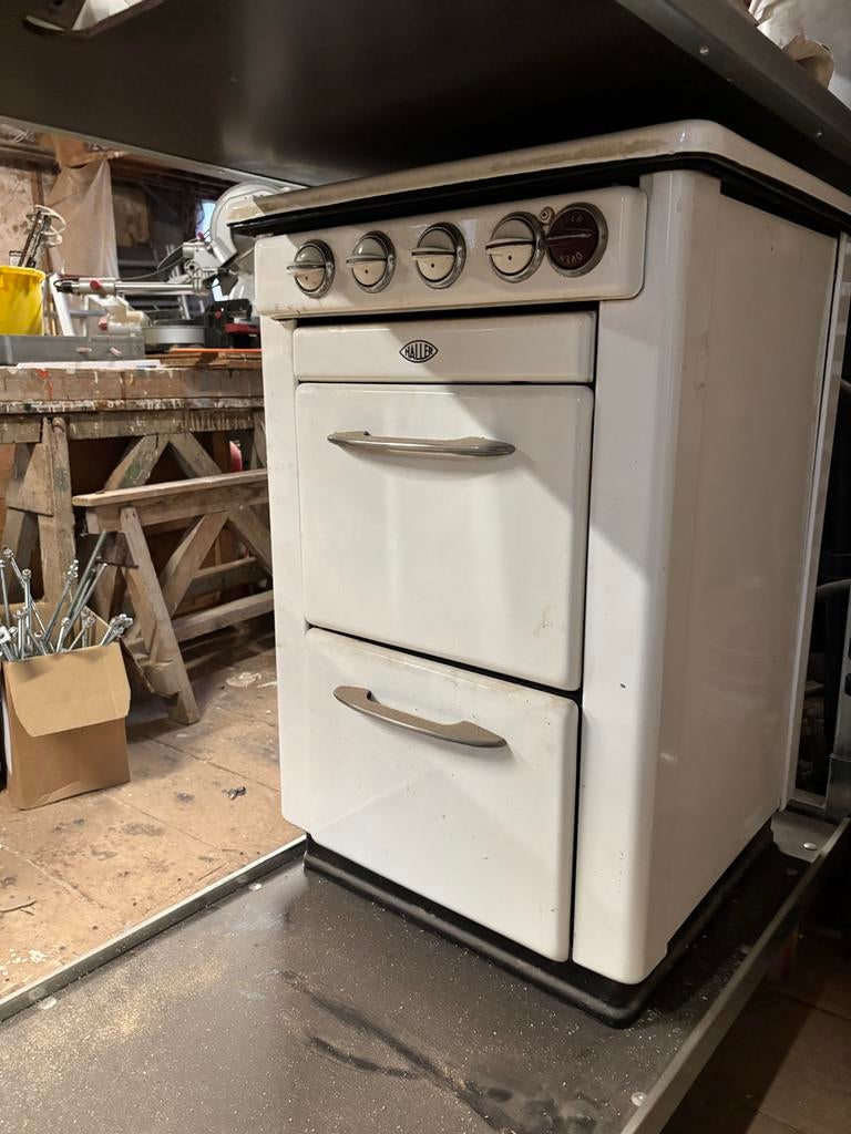 Vintage Haller Gasfornuis - Werkend!, Witgoed en Apparatuur, Fornuizen, Gebruikt, Vrijstaand, Gas, 4 kookzones, Ophalen