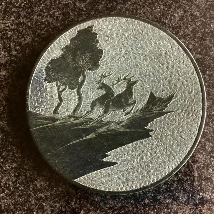 Sierbord, Art Deco, lijsteen, handgesneden, hert, vintage, Antiek en Kunst, Antiek | Wandborden en Tegels, Ophalen