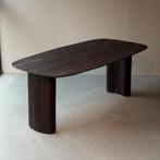 Japandi tafel bruin 200x100 met kolom poot deens ovaal, Huis en Inrichting, Ophalen, Japandi, 50 tot 100 cm, Rechthoekig