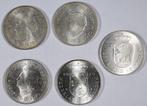5 zilveren 10 gulden munten Juliana, Koningin Juliana, Setje, Zilver, Ophalen of Verzenden