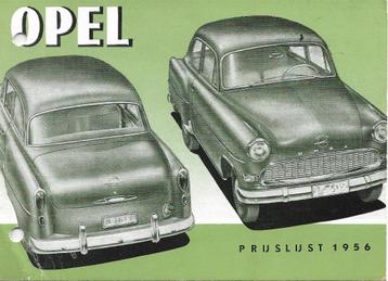 Origineel Nederlandse prijslijst OPEL, 1956. beschikbaar voor biedingen
