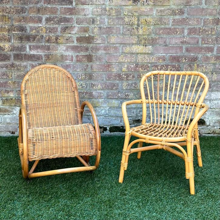 Kinderstoel schommelstoel rotan bamboe, Kinderen en Baby's, Kinderkamer | Tafels en Stoelen, Gebruikt, Stoel(en), Ophalen