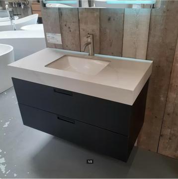 Badmeubel, Marmerlook, Leisteen, Mat zwart, 100cm, Kode 100 beschikbaar voor biedingen