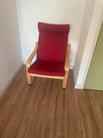 Comfortabele fauteuil met rode bekleding, Ophalen, Minder dan 75 cm, Zo goed als nieuw, 50 tot 75 cm