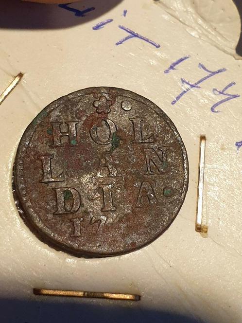 Holland duit 1749 (02), Postzegels en Munten, Munten | Nederland, Overige waardes, Vóór koninkrijk, Ophalen of Verzenden