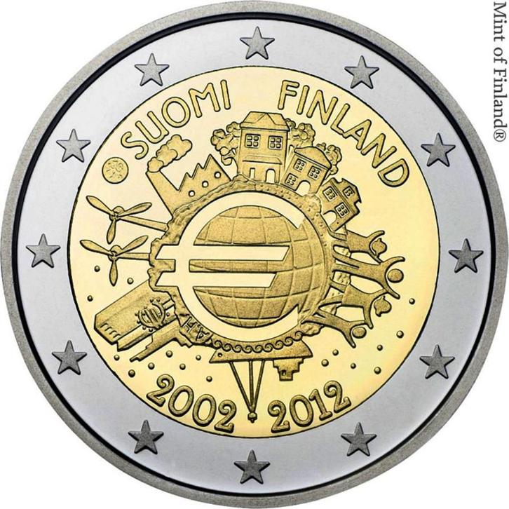 2 euro Finland 2012 - 10 jaar euro (UNC), Postzegels en Munten, Munten | Europa | Euromunten, Losse munt, 2 euro, Finland, Ophalen of Verzenden