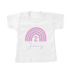 Kinder tekst shirt regenboog met naam en leeftijd