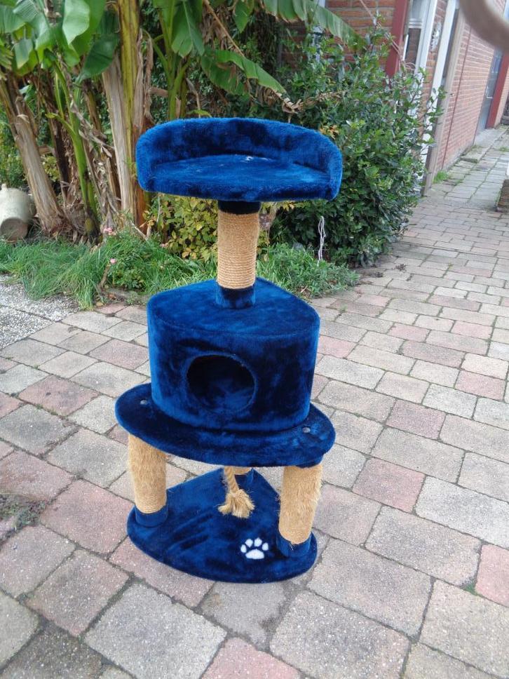 Blauwe katten krabpaal, Dieren en Toebehoren, Krabmeubelen, Gebruikt, Krabpaal, Ophalen