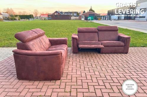 GRATIS LEVERING HEEL NL 3+ 2.5-zit Stof Suede Relax Bankstel, Huis en Inrichting, Banken | Bankstellen, Zo goed als nieuw, Rechte bank