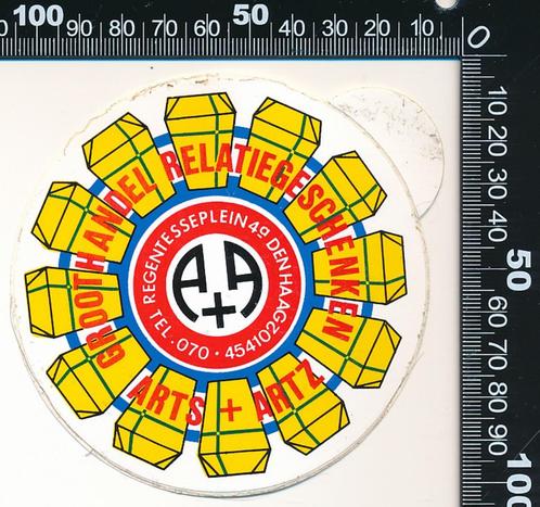 Sticker: Arts en Artz - Groothandel relatiegeschenken - Den, Verzamelen, Stickers, Zo goed als nieuw, Bedrijf of Vereniging, Ophalen of Verzenden