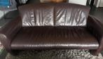 Bruine kalfsleer bank., Huis en Inrichting, Banken | Bankstellen, Ophalen, Zo goed als nieuw