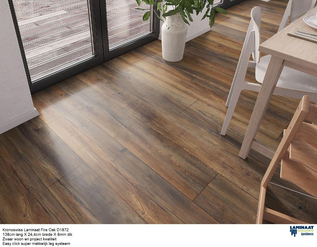 Laminaat Fire Oak D1872 24cm brede €14,95p/m2, Huis en Inrichting, Stoffering | Vloerbedekking, Nieuw, Laminaat, Bruin, 25 tot 50 m²