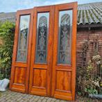 272hx201br Driedelige art nouveau deurenset geetst glas, Ophalen