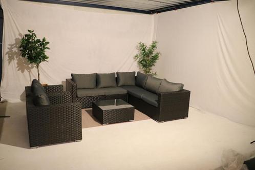 zwarte wicker hoekbank + 2 stoel #57, Tuin en Terras, Tuinsets en Loungesets, Zo goed als nieuw, Loungeset, Wicker, 7 zitplaatsen