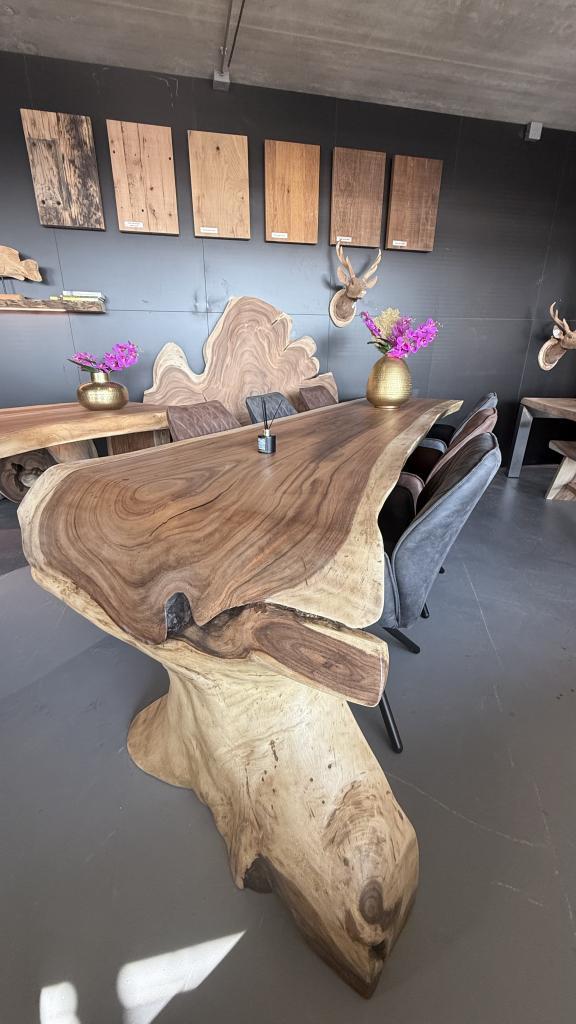 Suar eettafel met waterval poot, Huis en Inrichting, Tafels | Eettafels, Nieuw, 100 tot 150 cm, 200 cm of meer, Vijf personen of meer
