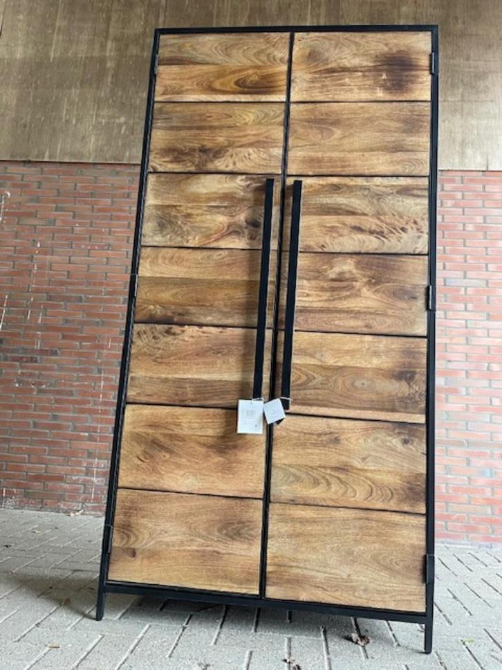 Opbergkast 2 deuren 100X40X200 mango deuren legplank actie, Huis en Inrichting, Kasten | Kledingkasten, Nieuw, 150 tot 200 cm