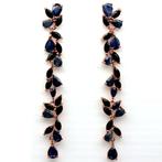 oorbellen 925 zilver 14 k rood goud verguld met Saffier lang, Blauw, Nieuw, Ophalen of Verzenden, Met edelsteen