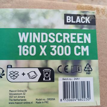 Nieuw windscherm uitrekbaar 160x300cm zwart beschikbaar voor biedingen